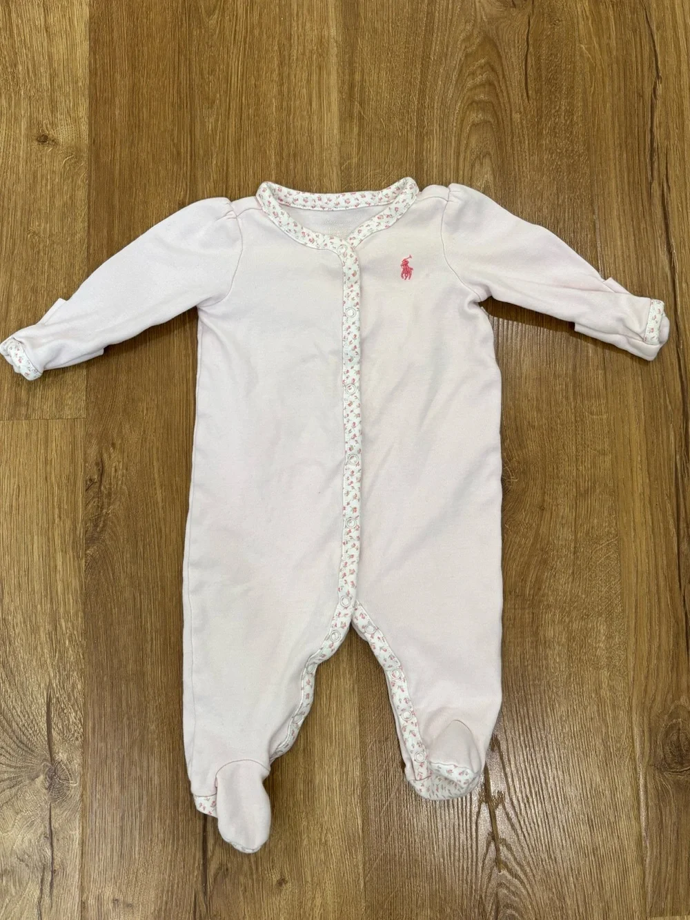 Ralph Lauren Floral Puff Sleeve Snap Onesie